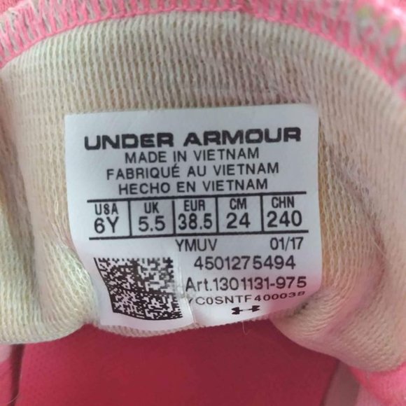 Pink High Top Under Armour Running Shoes- Size 6Y- Great Condition - Picture 5 of 5